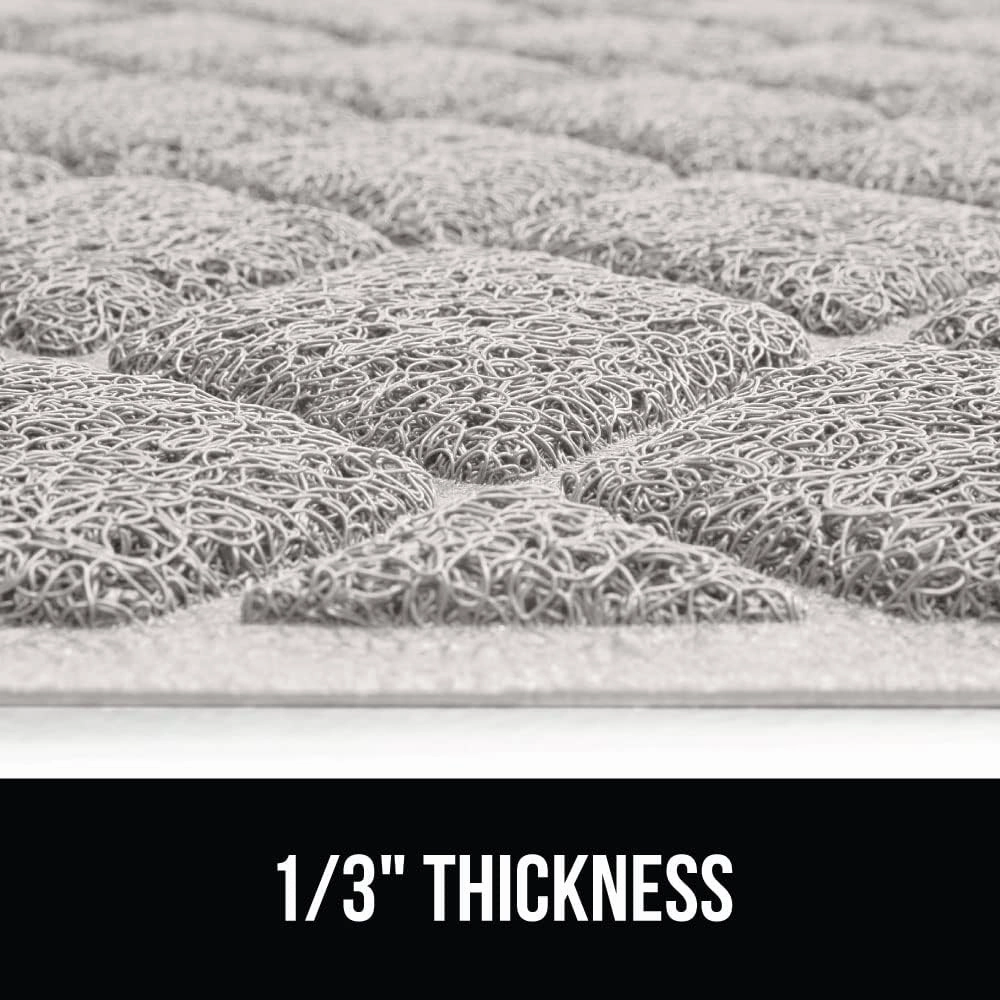GORILLA GRIP Cat Litter Box Mat, 35x23, Water Resistant Kitty Litter Trapping Mat, Textured Backing, Easy to Clean, Less Waste and Clean Floors, Kitten Supplies for Indoor Cats, Soft on Paws, Lt Gray