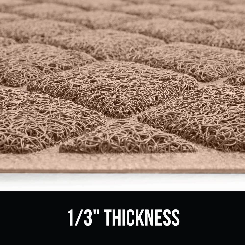GORILLA GRIP Cat Litter Box Mat, Water Resistant Kitty Litter Trapping Mat, Textured Backing, Easy to Clean, Less Waste and Clean Floors, Kitten Supplies for Indoor Cats, Soft on Paws, 30x20 Beige