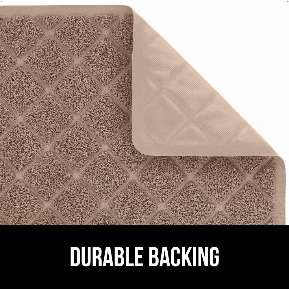 GORILLA GRIP Cat Litter Box Mat, Water Resistant Kitty Litter Trapping Mat, Textured Backing, Easy to Clean, Less Waste and Clean Floors, Kitten Supplies for Indoor Cats, Soft on Paws, 30x20 Beige