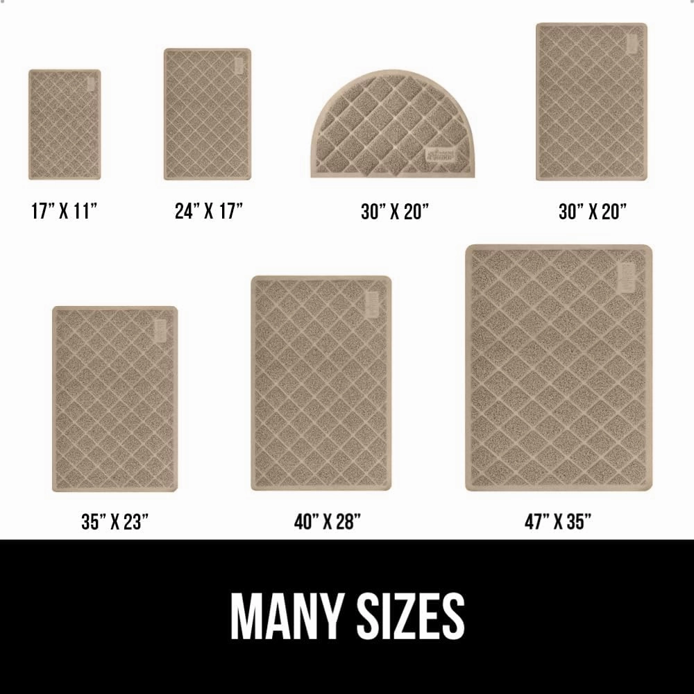 GORILLA GRIP Cat Litter Box Mat, Water Resistant Kitty Litter Trapping Mat, Textured Backing, Easy to Clean, Less Waste and Clean Floors, Kitten Supplies for Indoor Cats, Soft on Paws, 30x20 Beige