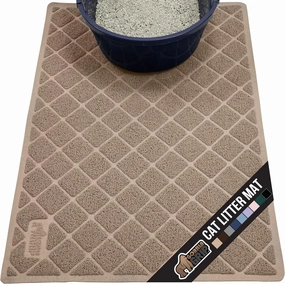 GORILLA GRIP Cat Litter Box Mat, Water Resistant Kitty Litter Trapping Mat, Textured Backing, Easy to Clean, Less Waste and Clean Floors, Kitten Supplies for Indoor Cats, Soft on Paws, 30x20 Beige