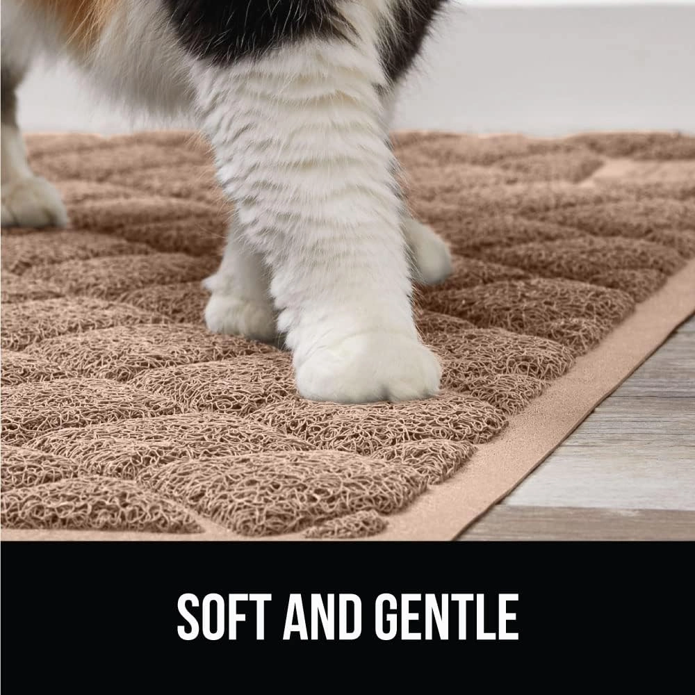 GORILLA GRIP Cat Litter Box Mat, Water Resistant Kitty Litter Trapping Mat, Textured Backing, Easy to Clean, Less Waste and Clean Floors, Kitten Supplies for Indoor Cats, Soft on Paws, 30x20 Beige
