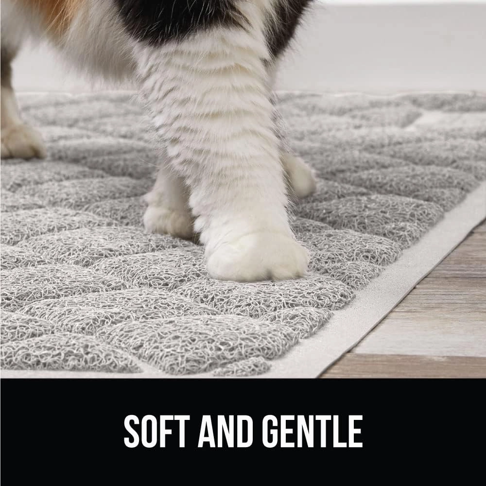 GORILLA GRIP Cat Litter Box Mat, Water Resistant Kitty Litter Trapping Mat, Textured Backing, Easy to Clean, Less Waste and Clean Floors, Kitten Supplies for Indoor Cats, Soft on Paws, 30x20 Lt Gray
