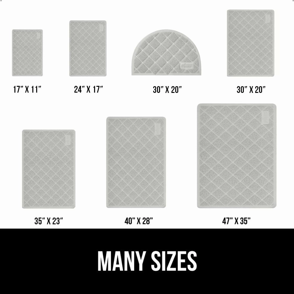 GORILLA GRIP Cat Litter Box Mat, Water Resistant Kitty Litter Trapping Mat, Textured Backing, Easy to Clean, Less Waste and Clean Floors, Kitten Supplies for Indoor Cats, Soft on Paws, 30x20 Lt Gray