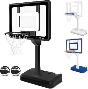 GoSports Splash Hoop Elite - Adjustable Height or Fixed Post - Pool Hoop Basketball Game with Water Weighted Base, Regulation Steel Rim and 2 Pool Basketballs