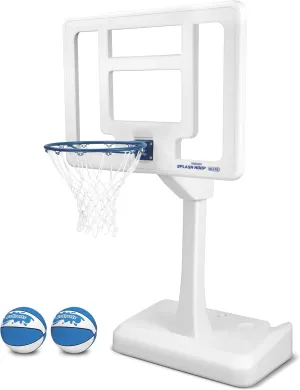 GoSports Splash Hoop Elite - Adjustable Height or Fixed Post - Pool Hoop Basketball Game with Water Weighted Base, Regulation Steel Rim and 2 Pool Basketballs