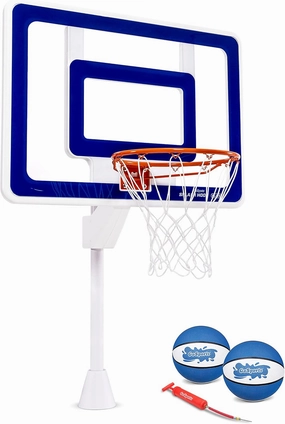 GoSports Deck-Mounted Splash Hoop ELITE Inground Pool Basketball Game with Regulation Rim, 2 Basketballs and Pump - Choose Your Style