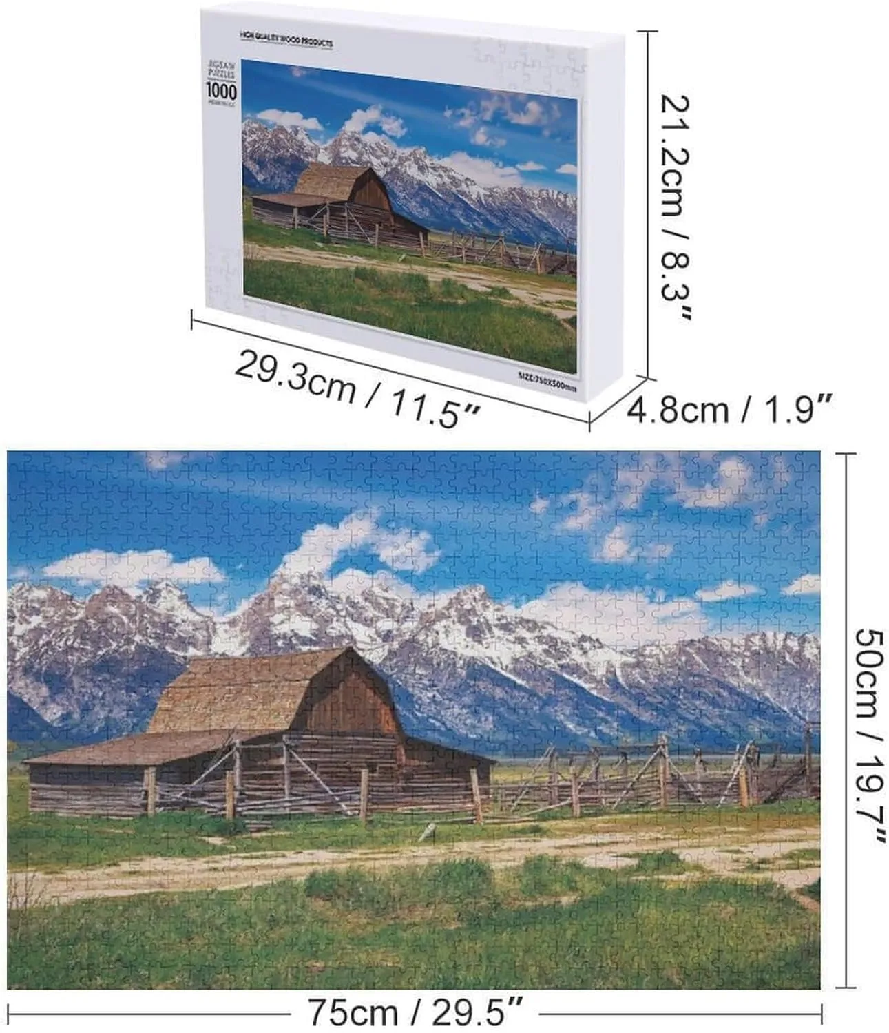 Grassland Scenery Waterproof All-Season Weather Puzzles for Adults 1000 Pieces Jigsaw Puzzles Formation Wooden Active Thinking Party Entertainment Large Puzzle Game Artwork for Adults Teens