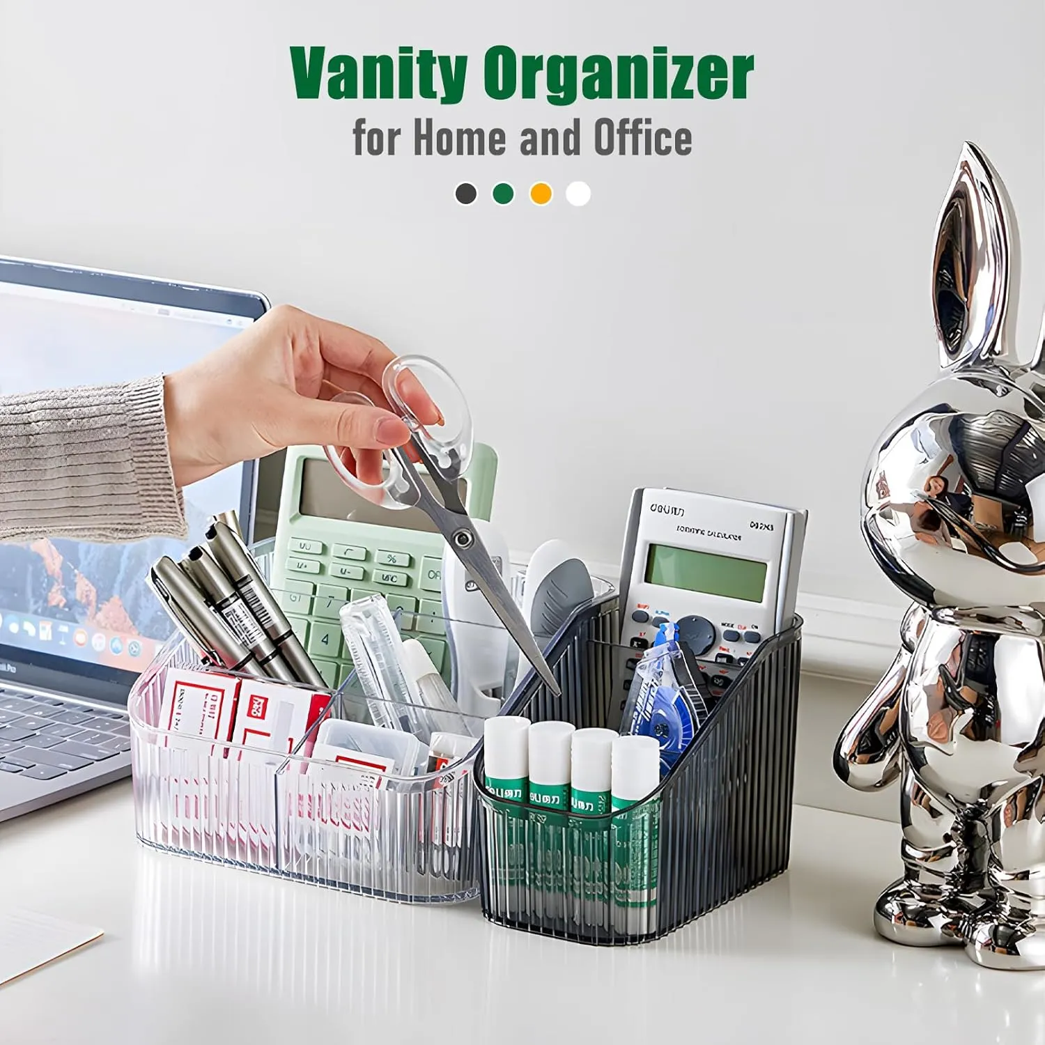 Green Makeup Organizer, Makeup Brush Holder 8 Cups for Vanity, Bathroom Countertop Cups, Dresser Organizer for Cosmetic Display, Skincare Cups, Perfume Stand, Toiletry