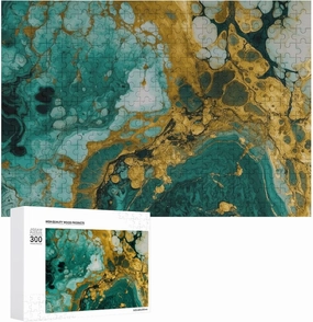 Green Marble Pattern Puzzles 300 Pieces Personalized Jigsaw Puzzles Green Marble Pattern Photo Puzzle Challenging Picture Puzzle for Adults Personaliz Jigsaw with Storage Bag (15.7" X 11")