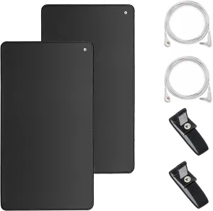 Grounding Mat Kit, 2 Pack Grounding Mat 10 x 26.7", Grounding Pad with 2 Grounding Cord and Wrist Strip for Sleep, Pain, Inflammation, Energy