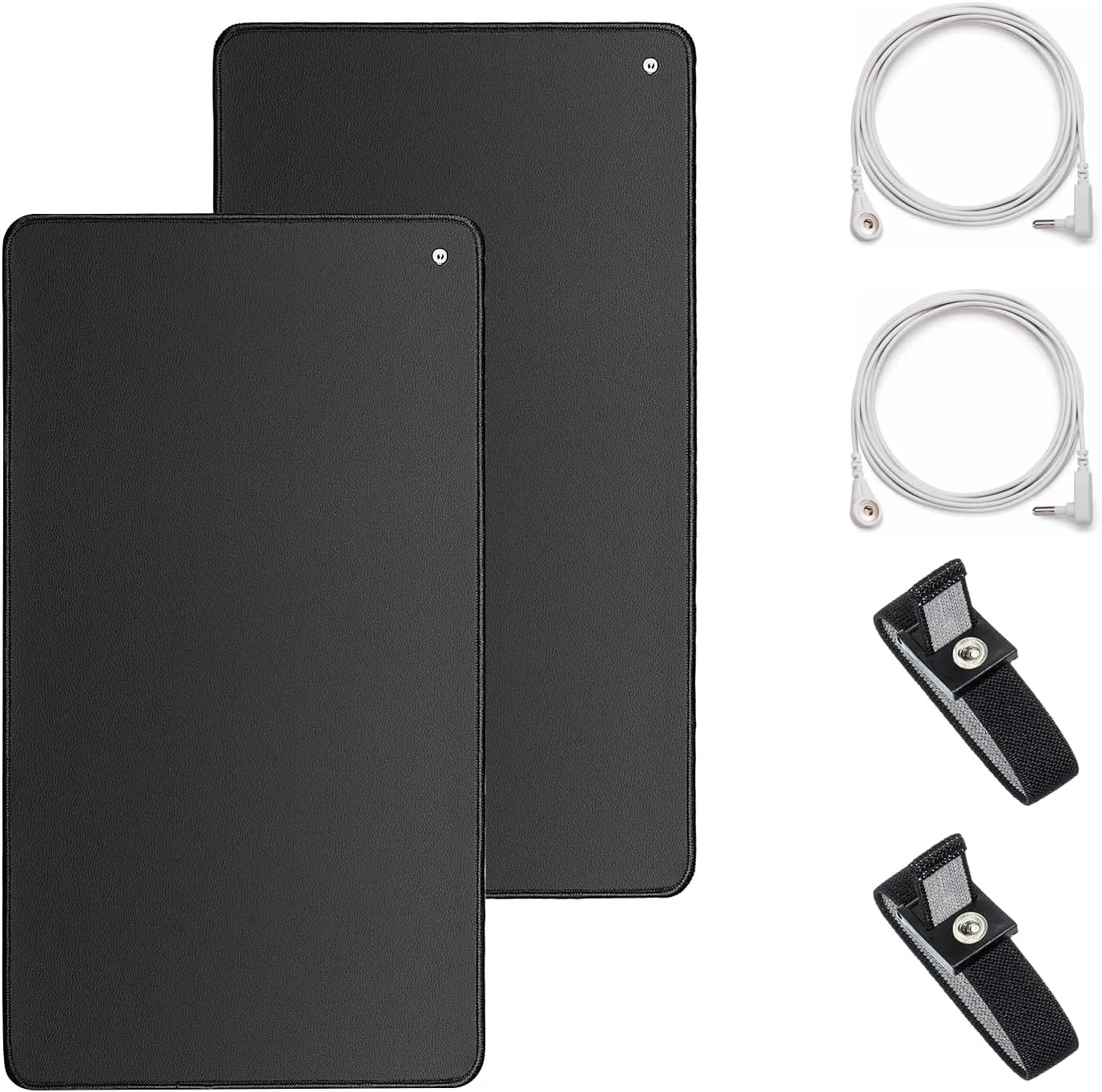 Grounding Mat Kit, 2 Pack Grounding Mat 10 x 26.7", Grounding Pad with 2 Grounding Cord and Wrist Strip for Sleep, Pain, Inflammation, Energy