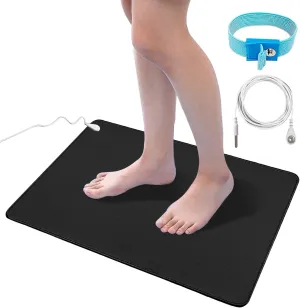 Grounding Mat Kit for Healthy Grounding Energy, Grounding Pad for Sleep with Grounding Wristband & 15ft Grounding Cord, for Improve Sleep and Reduce Anxiety (12x24inch)
