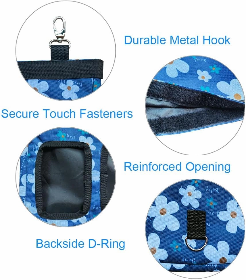 Guinea Pig Hay Feeder, Hanging Rabbit Hay Feeder Bag for Guinea Pigs Bunnies Chinchillas. Blueflower, 2 Count