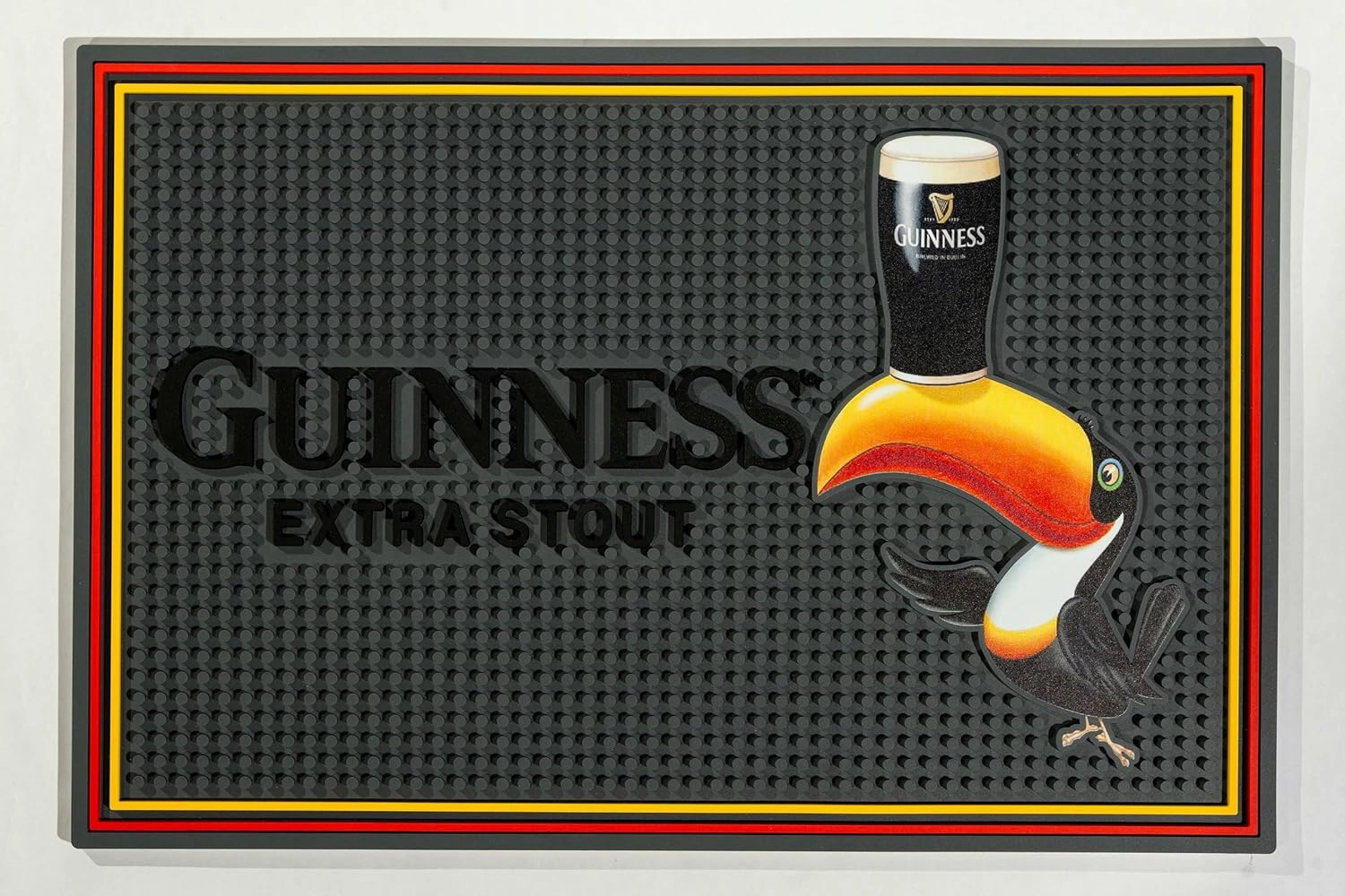 Guinness Bar Mats for Countertop - 18x12 Inches, Bar Accessory Gilroy Art Toucan for Home or Pub