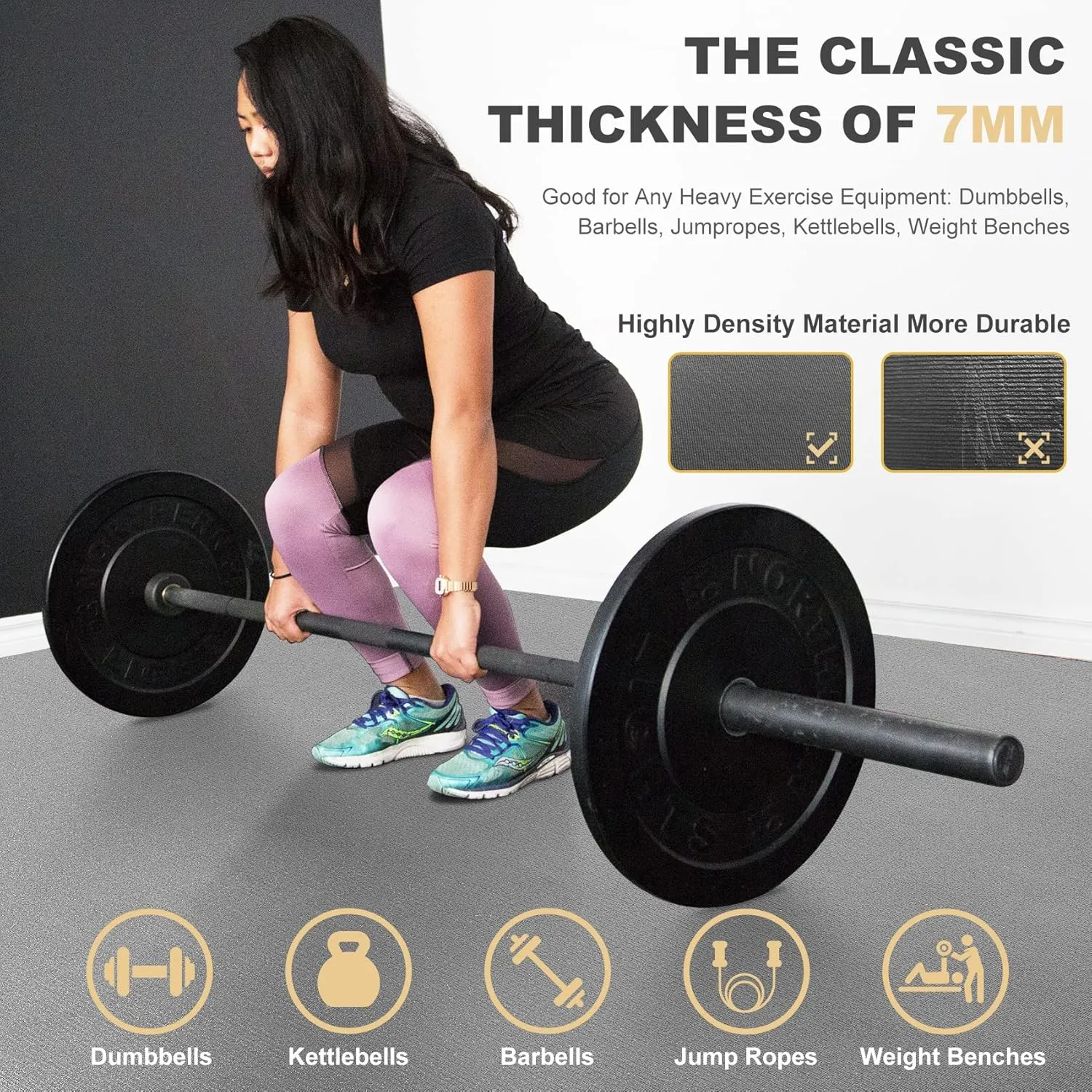 GXMMAT Extra Large Exercise Mat 16'x6'/12'x6'/10'x6'/8'x6'(7mm), Extra Wide Workout Mats for Home Gym Flooring, Non-Slip Thick Durable Cardio Mat for MMA,Plyo,Jump Rope,Weights,Fitness,Shoe-Friendly