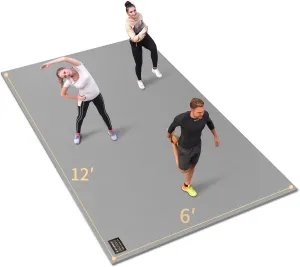 GXMMAT Extra Large Exercise Mat 16'x6'/12'x6'/10'x6'/8'x6'(7mm), Extra Wide Workout Mats for Home Gym Flooring, Non-Slip Thick Durable Cardio Mat for MMA,Plyo,Jump Rope,Weights,Fitness,Shoe-Friendly