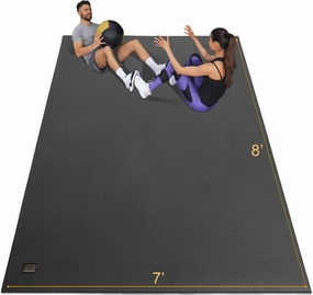 Gxmmat Extra Wide Large Exercise Mat 12'x7'/10'x7/8'x7(7mm), Thick Workout Mats for Home Gym Flooring, High-Density Durable Cardio Mat, Shoe Friendly, Perfect for Plyo, MMA, Jump Rope, Weight, Fitness