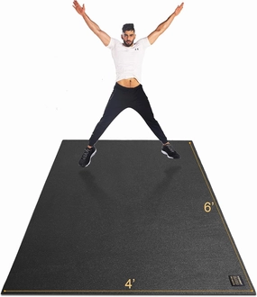 GXMMAT Large Exercise Mat 6'x4'/6'x5'/6'x6'(7mm), Thick Workout Mats for Home Gym Flooring, Extra Wide Non-Slip Durable Cardio Mat, Shoe Friendly, Perfect for Plyo, MMA, Jump Rope, Weights, Fitness