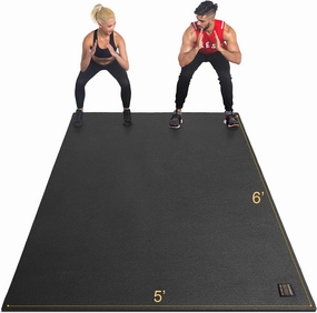 GXMMAT Large Exercise Mat 6'x4'/6'x5'/6'x6'(7mm), Thick Workout Mats for Home Gym Flooring, Extra Wide Non-Slip Durable Cardio Mat, Shoe Friendly, Perfect for Plyo, MMA, Jump Rope, Weights, Fitness