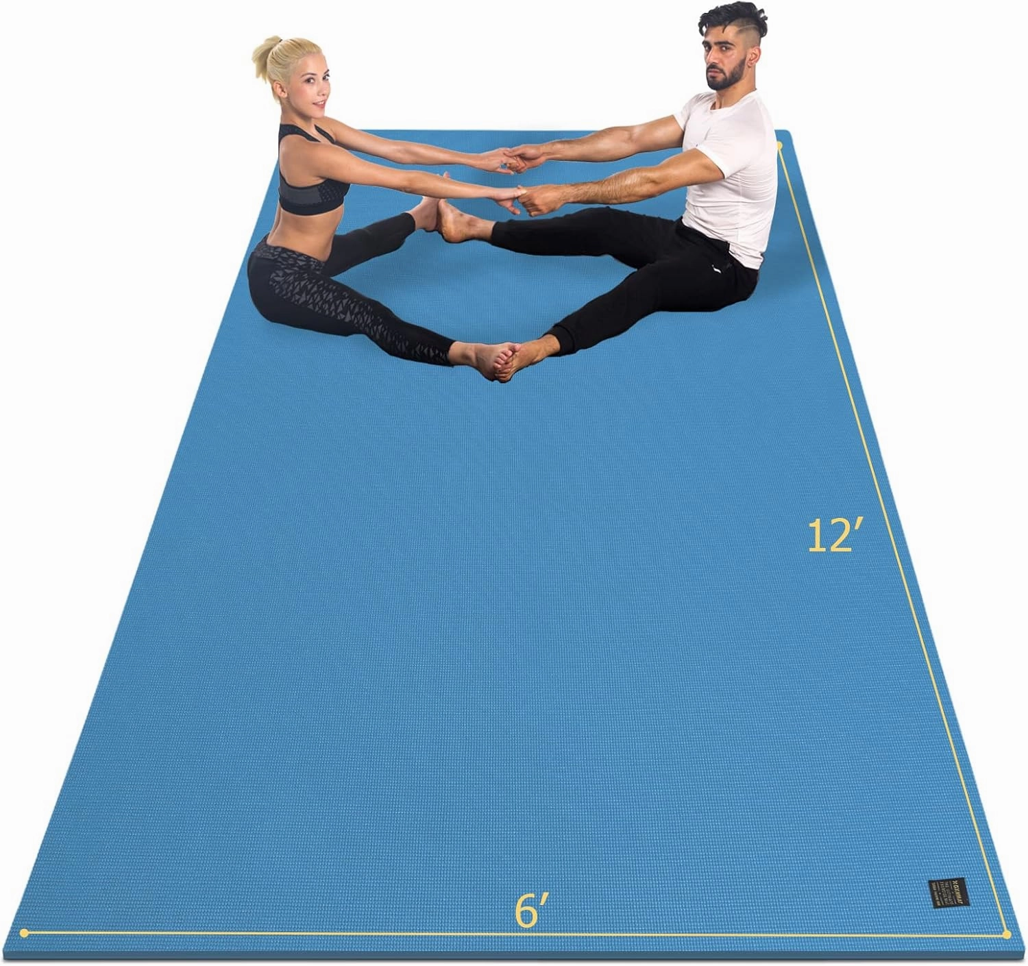 GXMMAT Large Yoga Mat 12'x6'/10'x6'/6'x8'(7mm), Extra Thick Workout Mats for Home Gym Flooring, Ultra Comfortable Non-Slip Quick Resilient Barefoot Wide Exercise Mat for Pilates, Stretching,Meditation