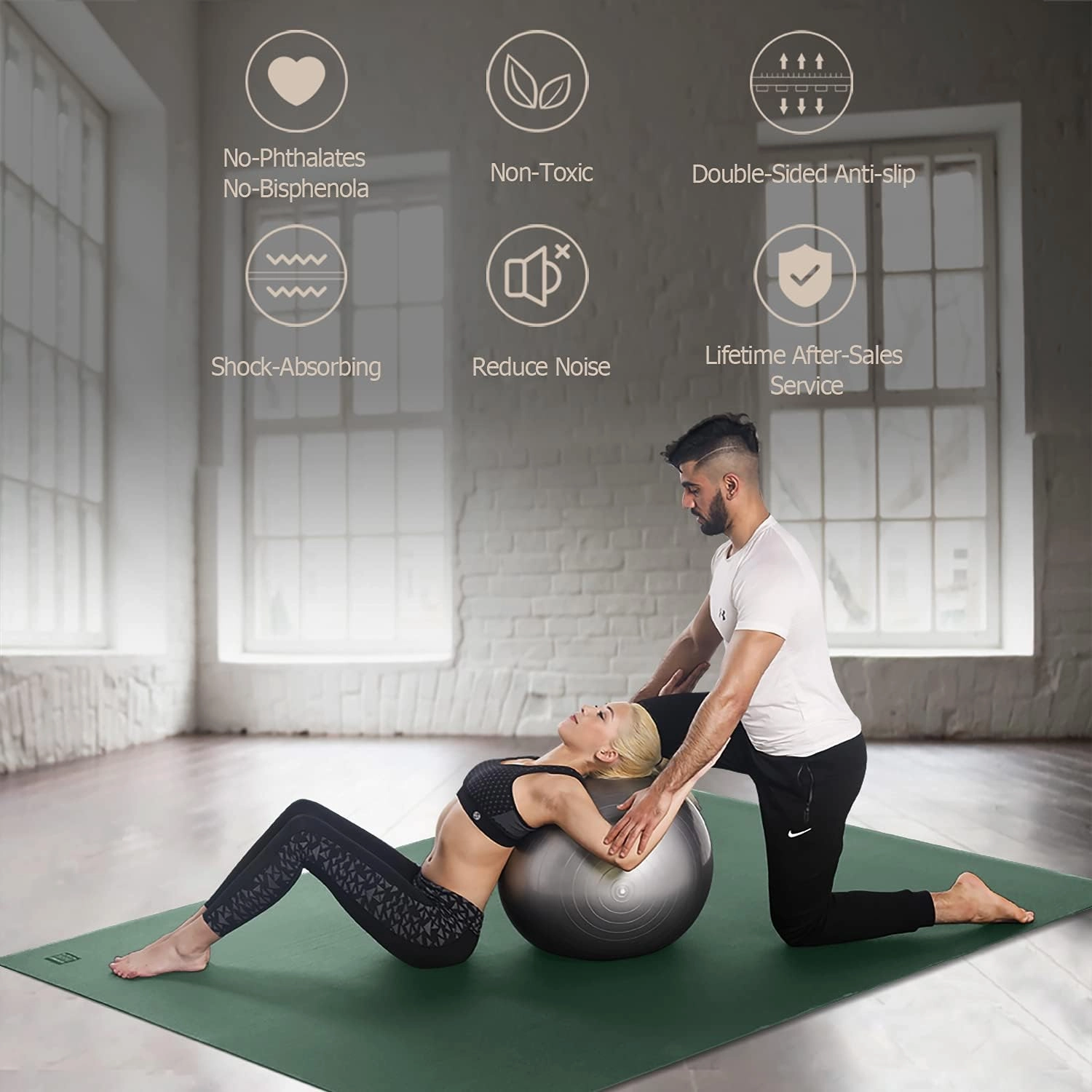 GXMMAT Large Yoga Mat 12'x6'/10'x6'/6'x8'(7mm), Extra Thick Workout Mats for Home Gym Flooring, Ultra Comfortable Non-Slip Quick Resilient Barefoot Wide Exercise Mat for Pilates, Stretching,Meditation
