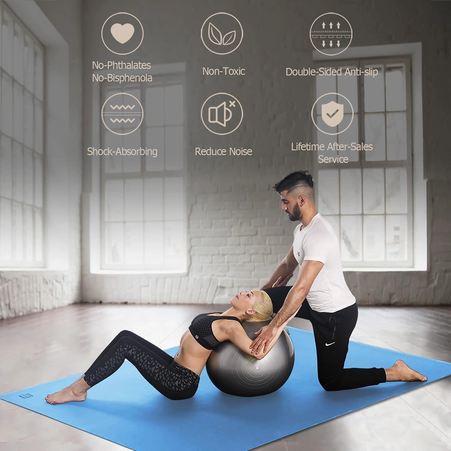 GXMMAT Large Yoga Mat 12'x6'/10'x6'/6'x8'(7mm), Extra Thick Workout Mats for Home Gym Flooring, Ultra Comfortable Non-Slip Quick Resilient Barefoot Wide Exercise Mat for Pilates, Stretching,Meditation