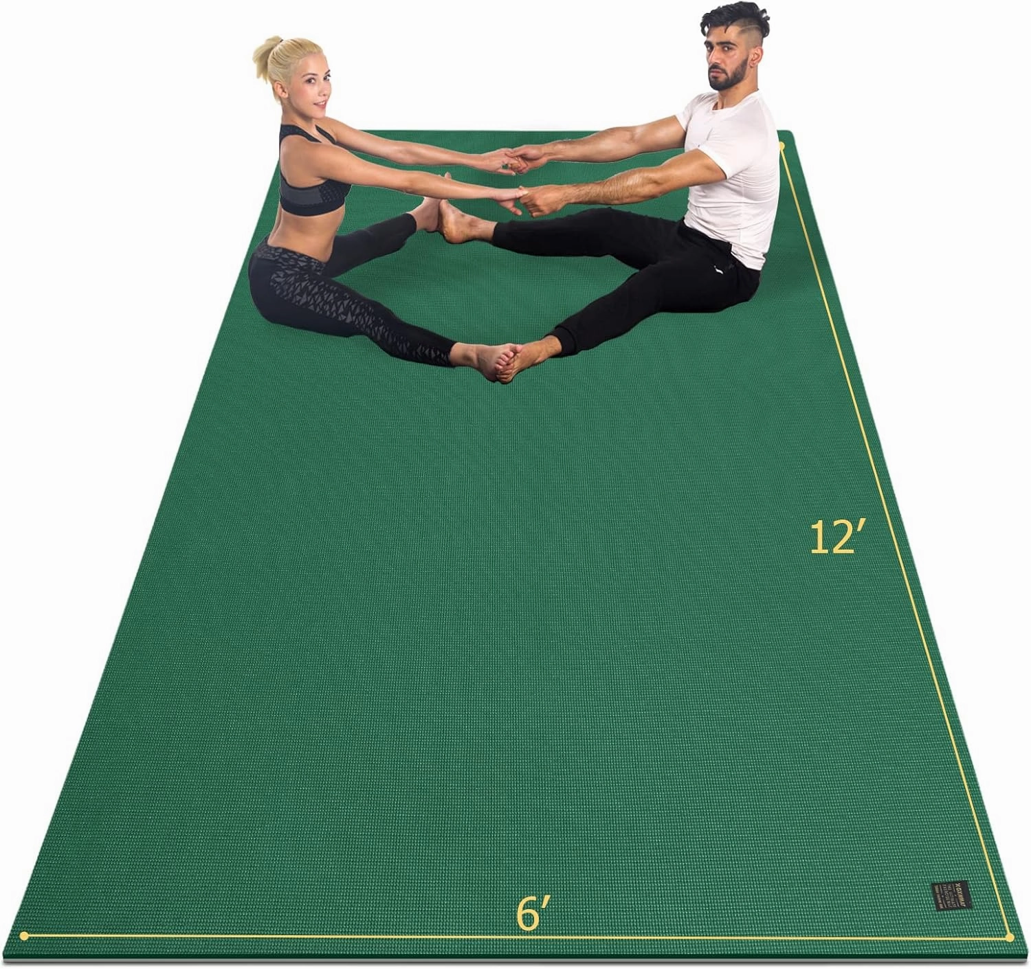 GXMMAT Large Yoga Mat 12'x6'/10'x6'/6'x8'(7mm), Extra Thick Workout Mats for Home Gym Flooring, Ultra Comfortable Non-Slip Quick Resilient Barefoot Wide Exercise Mat for Pilates, Stretching,Meditation