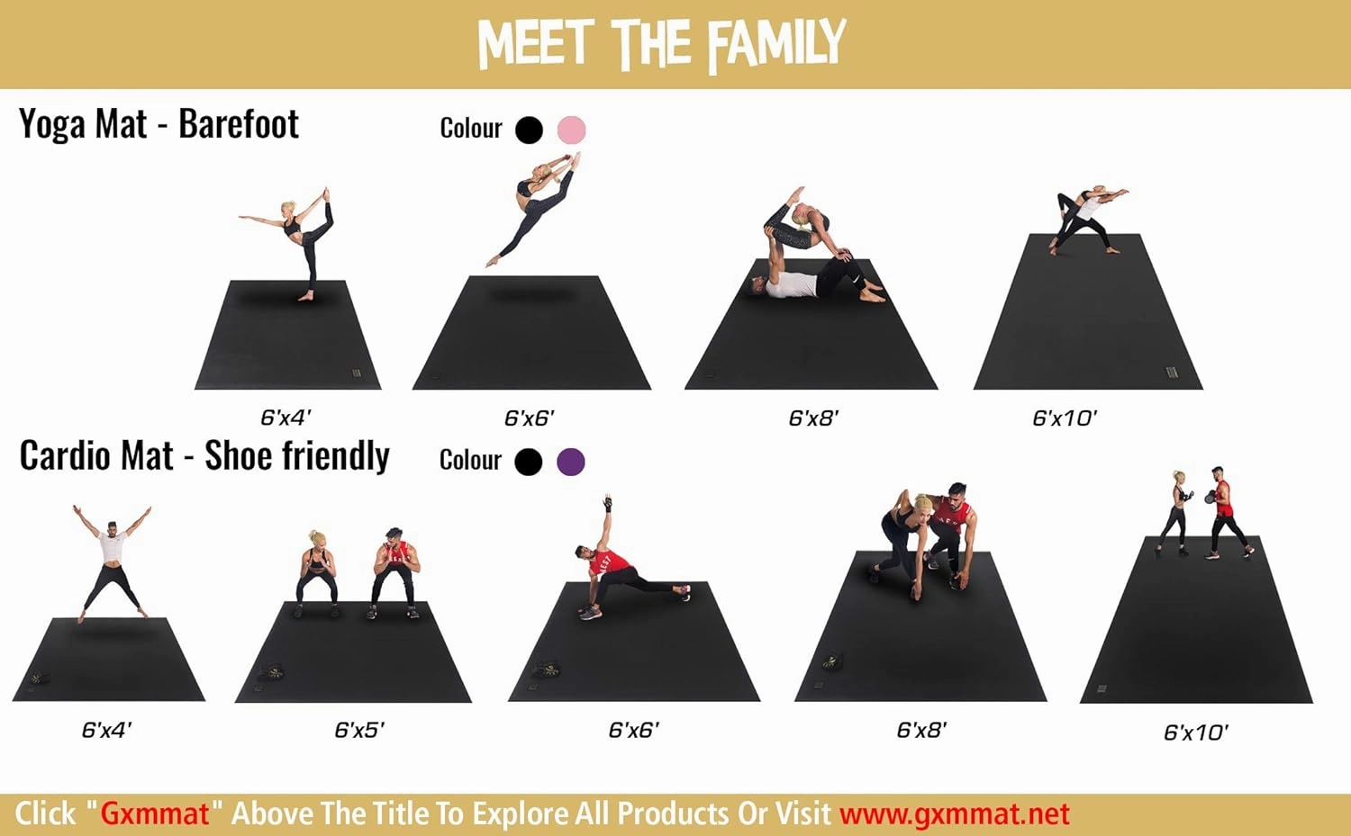 GXMMAT Large Yoga Mat 12'x6'/10'x6'/6'x8'(7mm), Extra Thick Workout Mats for Home Gym Flooring, Ultra Comfortable Non-Slip Quick Resilient Barefoot Wide Exercise Mat for Pilates, Stretching,Meditation