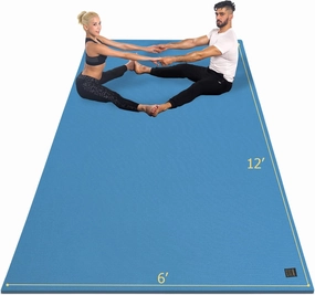 GXMMAT Large Yoga Mat 12'x6'/10'x6'/6'x8'(7mm), Extra Thick Workout Mats for Home Gym Flooring, Ultra Comfortable Non-Slip Quick Resilient Barefoot Wide Exercise Mat for Pilates, Stretching,Meditation
