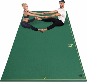 GXMMAT Large Yoga Mat 12'x6'/10'x6'/6'x8'(7mm), Extra Thick Workout Mats for Home Gym Flooring, Ultra Comfortable Non-Slip Quick Resilient Barefoot Wide Exercise Mat for Pilates, Stretching,Meditation
