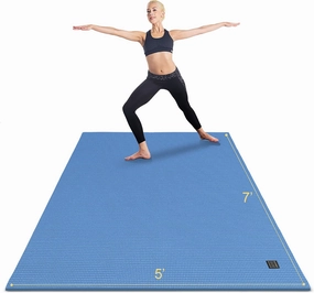 GXMMAT Large Yoga Mat 6'x4'/6'x6'/7'x5'(7mm/9mm), Extra Thick Workout Mats for Home Gym Flooring,Ultra Comfortable Non-Slip Quick Resilient Barefoot Wide Exercise Mat for Pilates,Stretching,Meditation