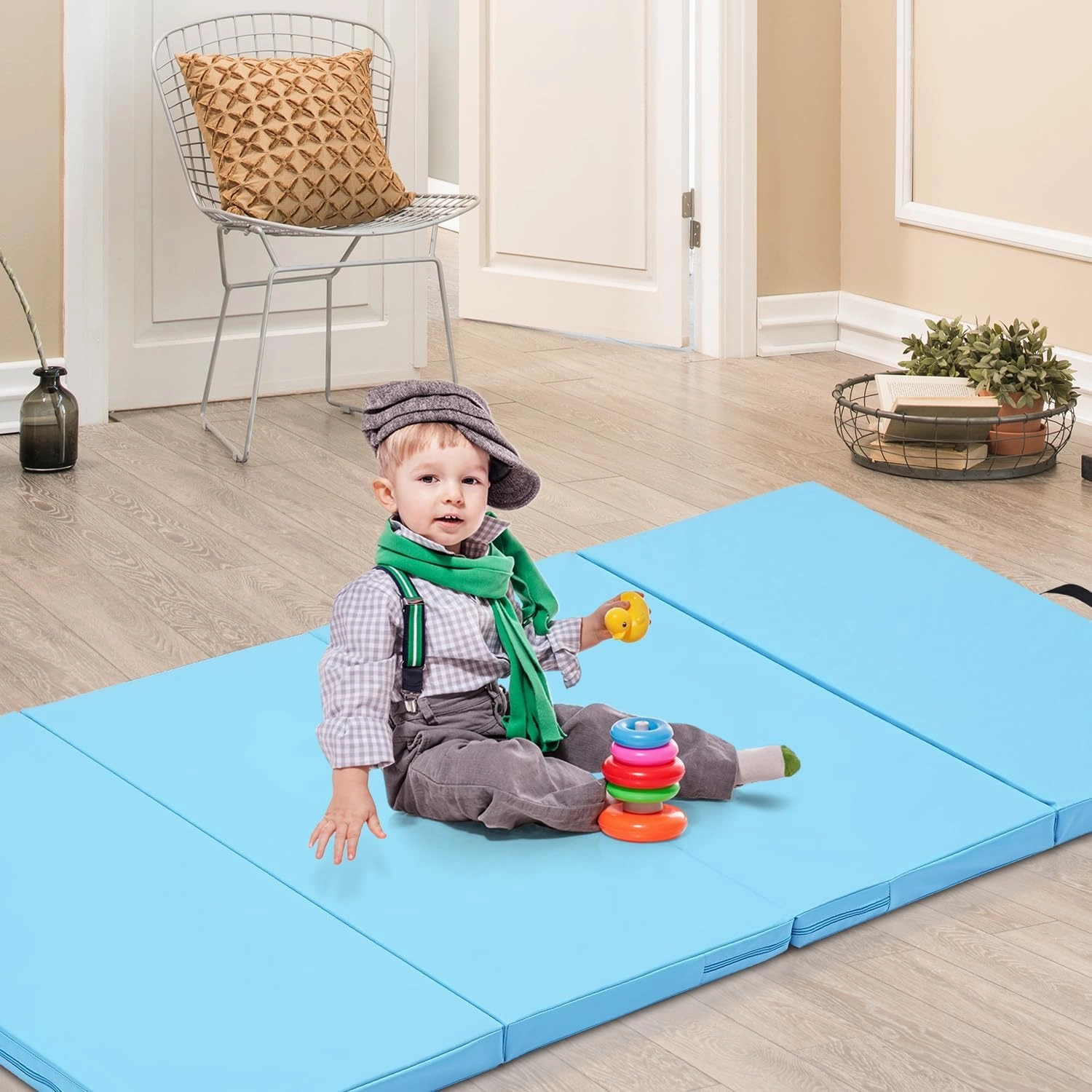 Gymnastics Mat, 3'x6'/4'x8' Thick Folding Kids' Gymnastic Tumbling Mat with Carrying Handles for Home Gym Exercise & Play