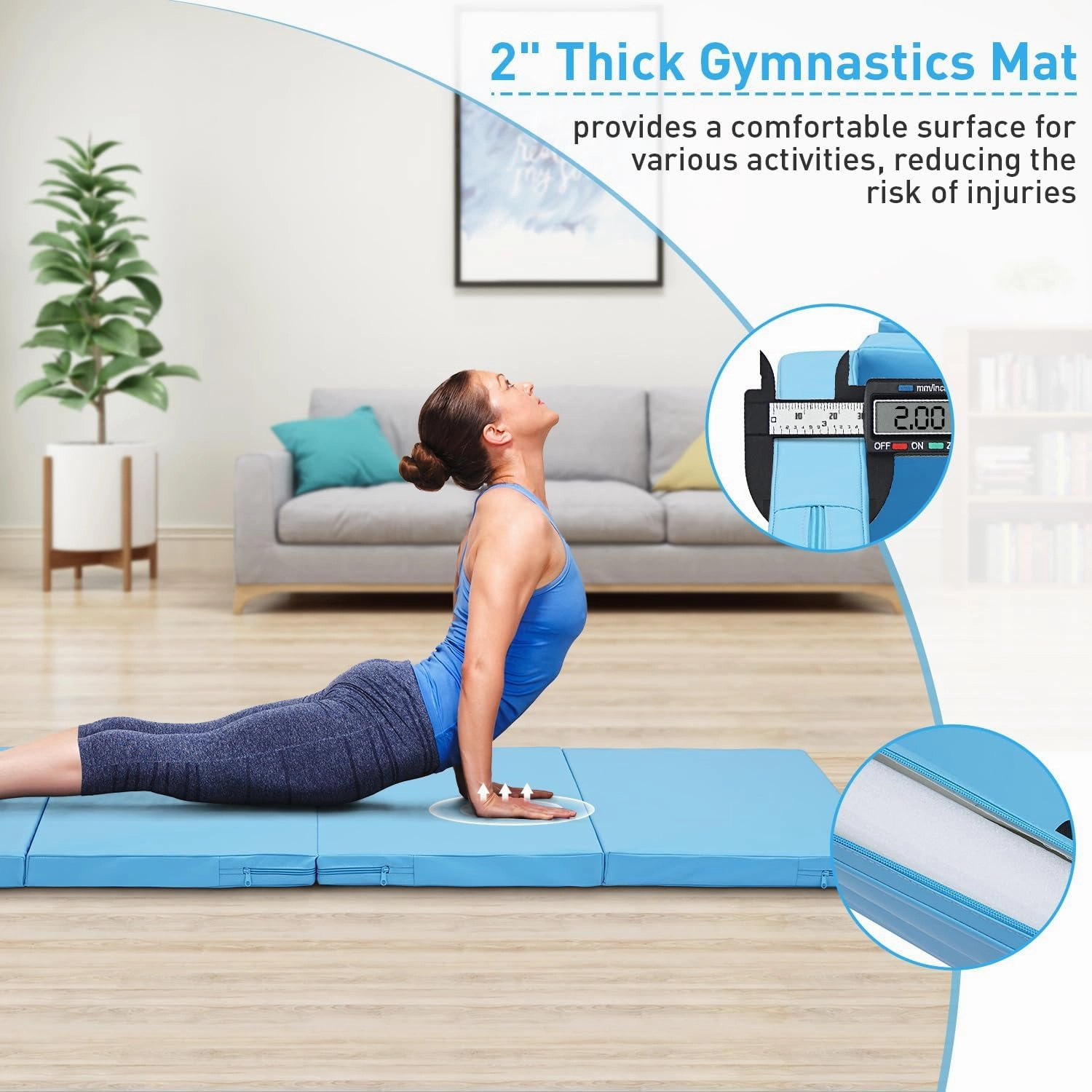Gymnastics Mat, 3'x6'/4'x8' Thick Folding Kids' Gymnastic Tumbling Mat with Carrying Handles for Home Gym Exercise & Play