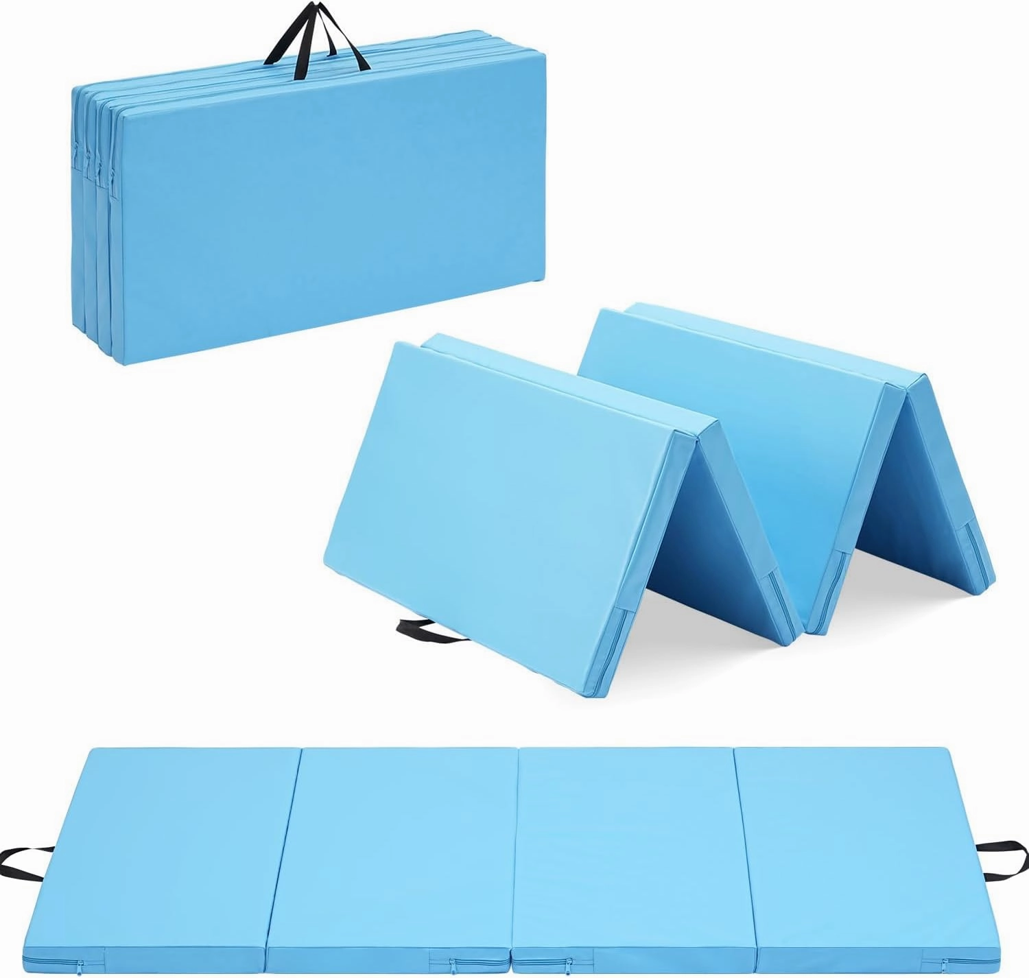 Gymnastics Mat, 3'x6'/4'x8' Thick Folding Kids' Gymnastic Tumbling Mat with Carrying Handles for Home Gym Exercise & Play
