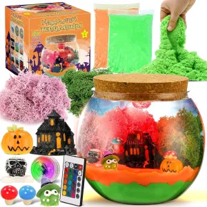 Halloween Terrarium Kit for Kids, DIY Light Up Terrarium Halloween Toys for Halloween Party Favors Decor, Creative Halloween Crafts Kids Activities, Boys Girls Treats Non Candy