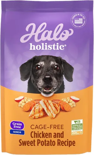 Halo Holistic Senior Dog Food, Cage Free Chicken & Sweet Potato Recipe, Grain Free Dry Dog Food, Complete Digestive Health, 3.5 lb Bag