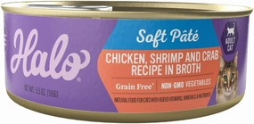 Halo Adult Wet Cat Food, Grain Free, Chicken Shrimp & Crab Stew 5.5oz Can (Pack of 12)