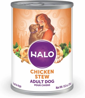 Halo Wet Dog Food Chicken Stew Recipe, Real Meat Canned Dog Food, Meal or Topper, 13.2 Oz Can (Pack of 6)