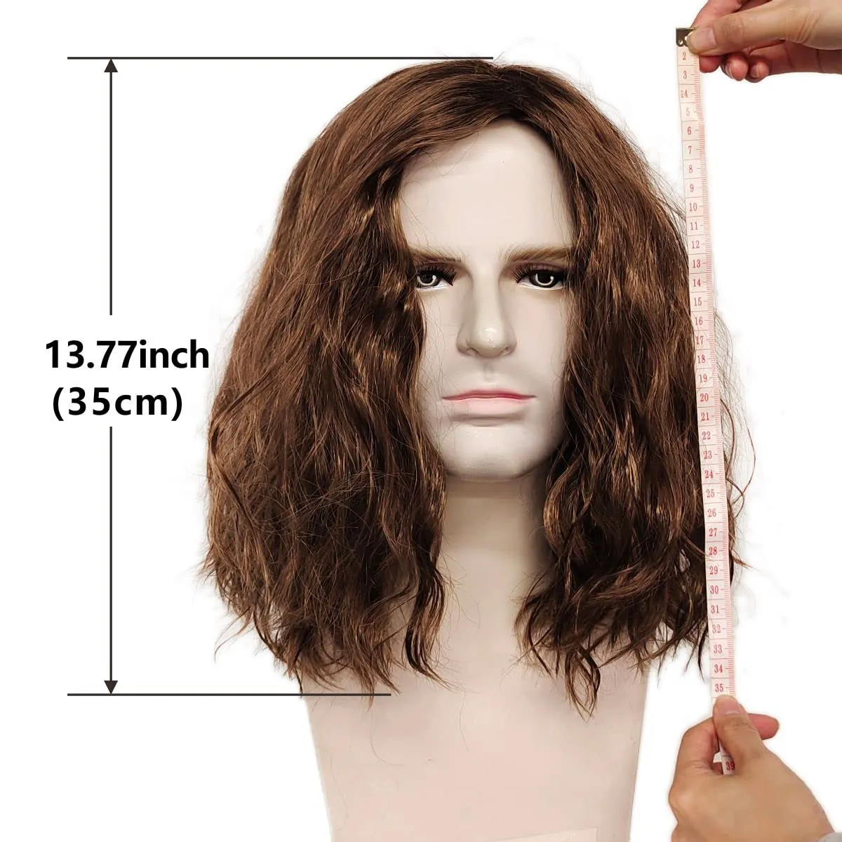 H&Bwig Black Curly Long Wavy Fluffy Wig for Men - Synthetic Hair for Daily Costume Party (Black)