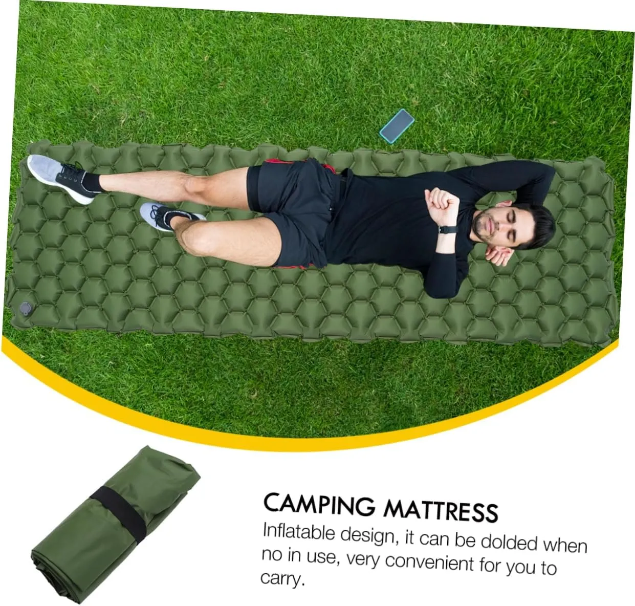 HANABASS Outdoor Camping Mattress Inflatable Sleeping Pad for Tent Lightweight Compact for Backpacking Hiking Travel Green Color
