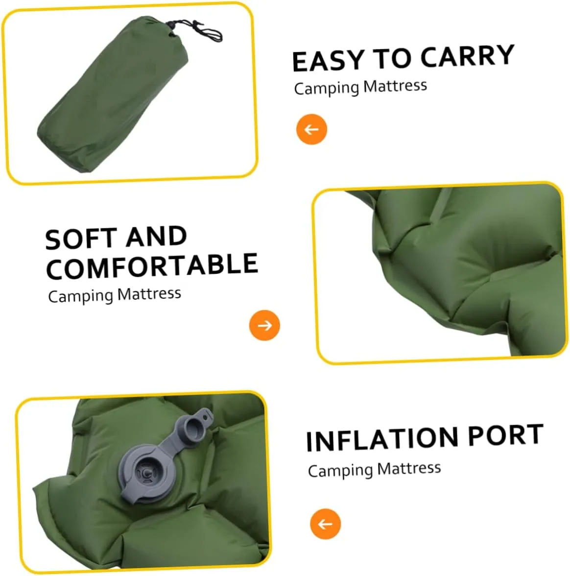 HANABASS Outdoor Camping Mattress Inflatable Sleeping Pad for Tent Lightweight Compact for Backpacking Hiking Travel Green Color