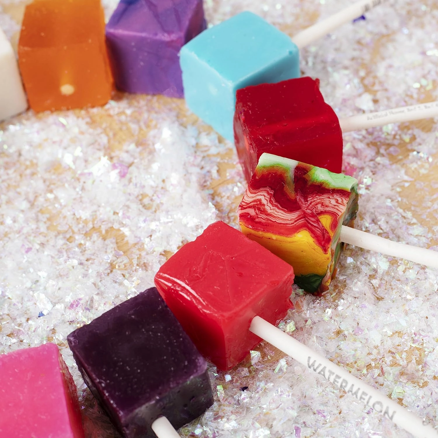 Hard Candy Cube Lollipop Suckers: Individually Wrapped Flavored Sucker Pack by Espeez - Old Fashioned Square Party Pops in Bulk - Cinnamon, 24 Count