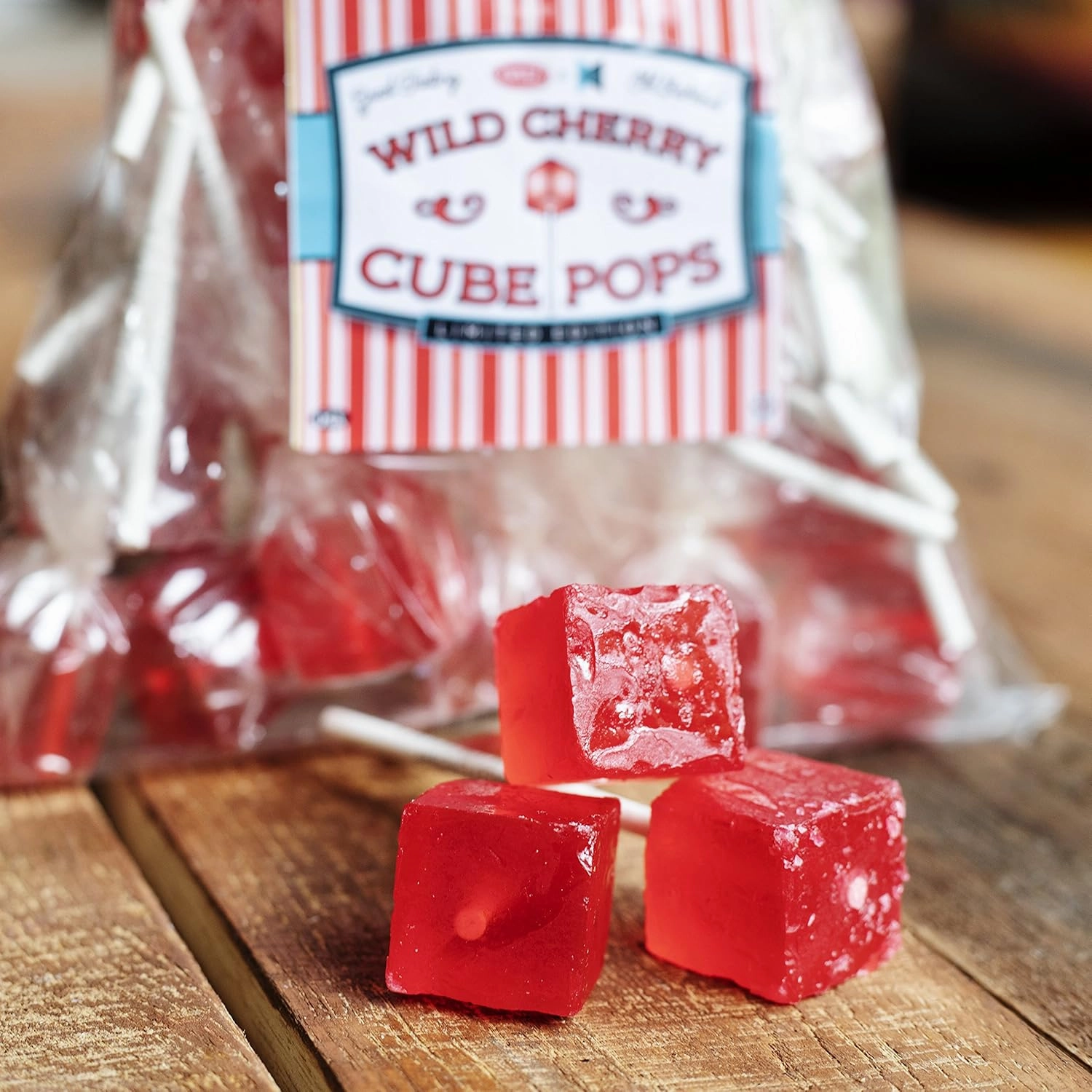 Hard Candy Cube Lollipop Suckers: Individually Wrapped Flavored Sucker Pack by Espeez - Old Fashioned Square Party Pops in Bulk - Cinnamon, 24 Count
