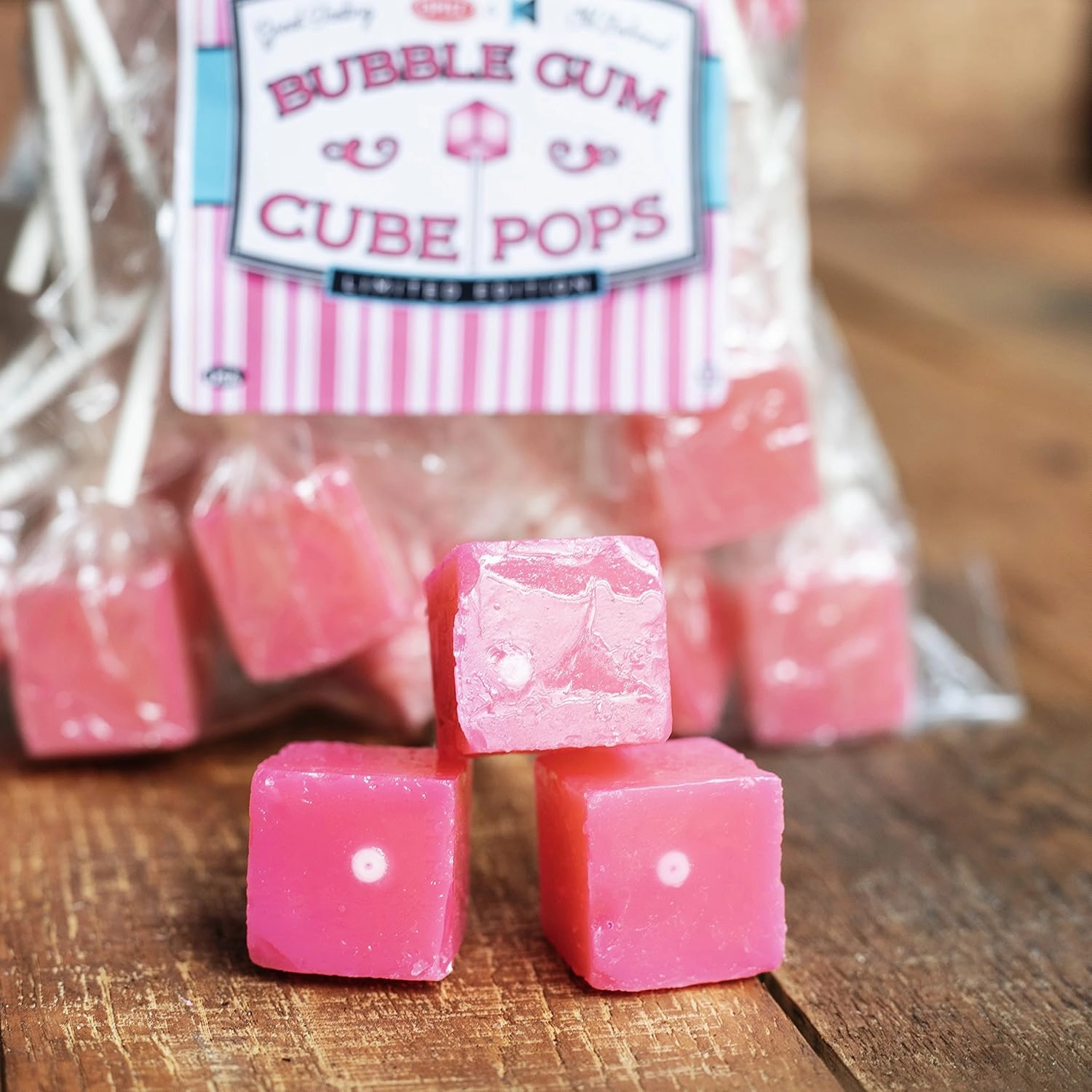 Hard Candy Cube Lollipop Suckers: Individually Wrapped Flavored Sucker Pack by Espeez - Old Fashioned Square Party Pops in Bulk - Cinnamon, 24 Count