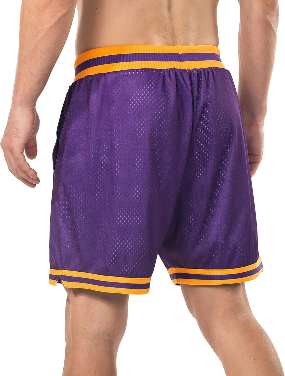 HEALONG Basketball Athletic Shorts Men - Mesh Gym Sports Workout Training Drawstring Retro Casual Fashion Short with Pockets