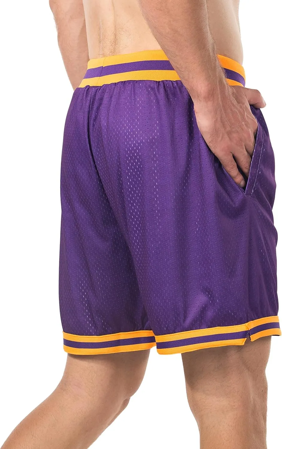 HEALONG Basketball Athletic Shorts Men - Mesh Gym Sports Workout Training Drawstring Retro Casual Fashion Short with Pockets