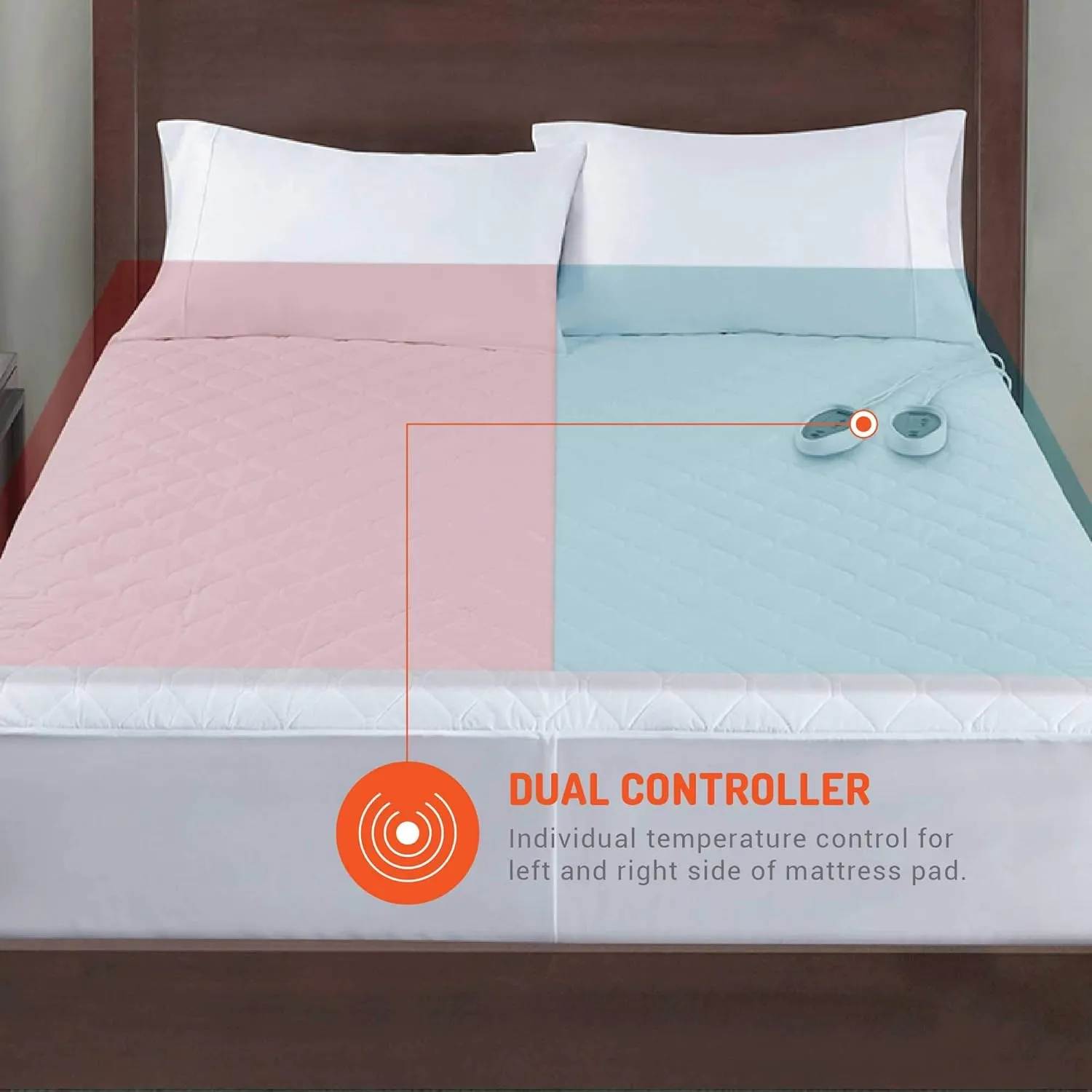 Heated Mattress pad King Size| Dual Control | Electric Bed Warmer W/Adjustable Zone Heating | Fit Up to 15 Inch | 12.5ft Long Cord - 78x80 Inch, White