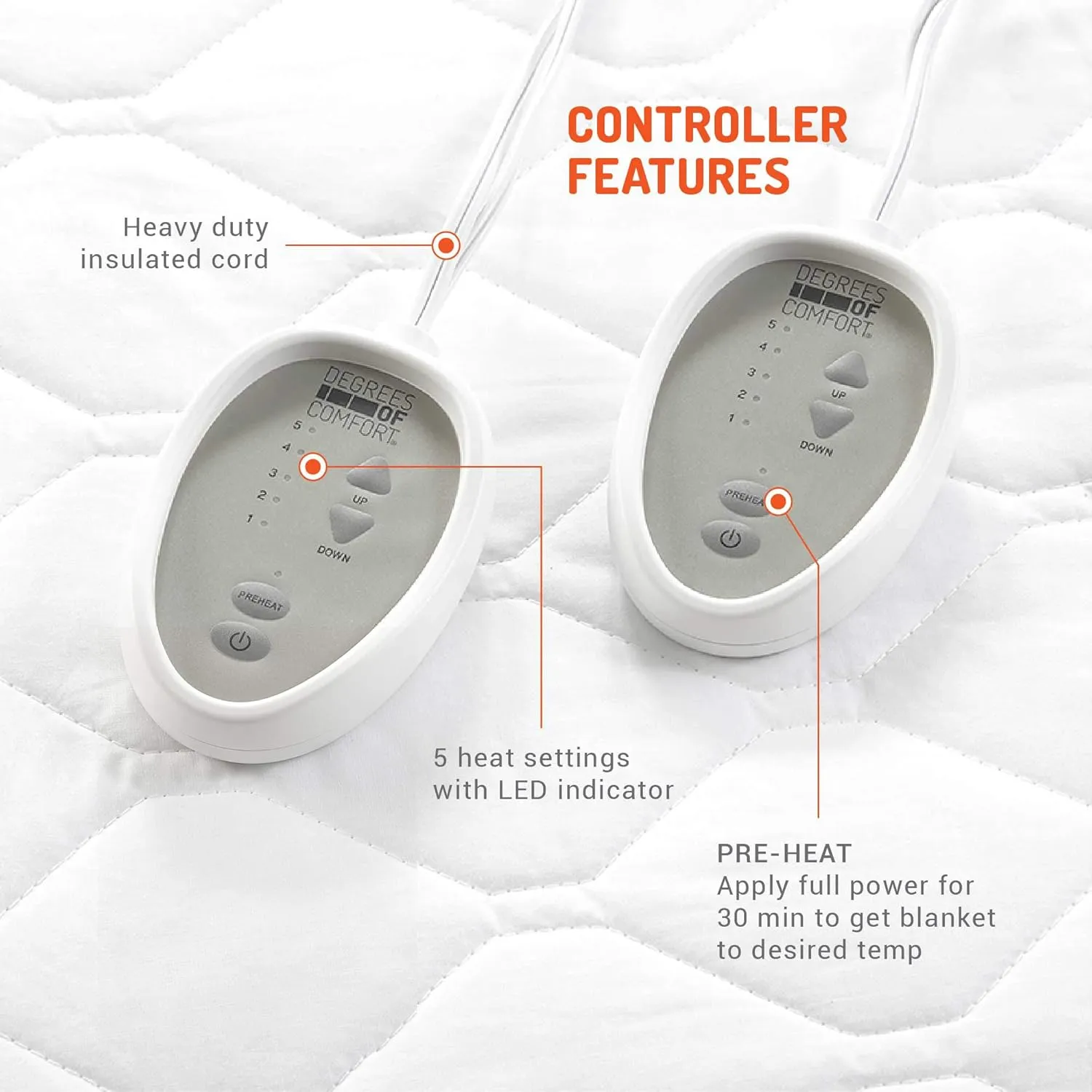 Heated Mattress pad King Size| Dual Control | Electric Bed Warmer W/Adjustable Zone Heating | Fit Up to 15 Inch | 12.5ft Long Cord - 78x80 Inch, White