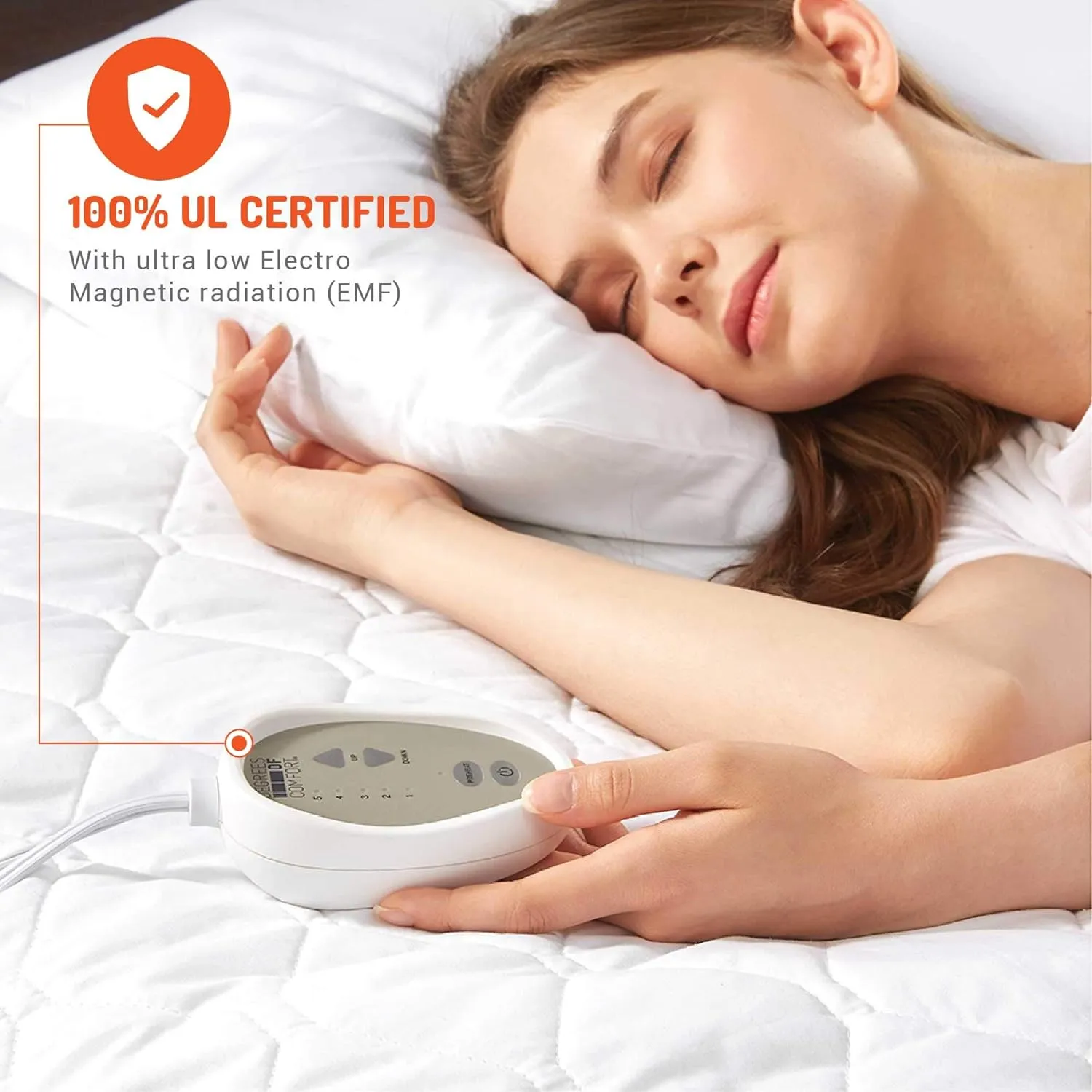 Heated Mattress pad King Size| Dual Control | Electric Bed Warmer W/Adjustable Zone Heating | Fit Up to 15 Inch | 12.5ft Long Cord - 78x80 Inch, White
